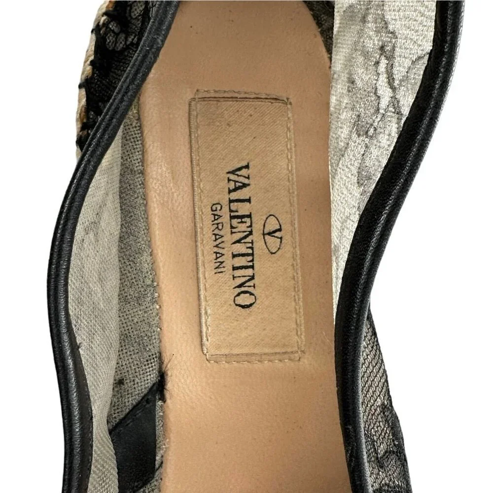 Valentino Garavani Black Lace Espadrille Loafers Flats Size 38